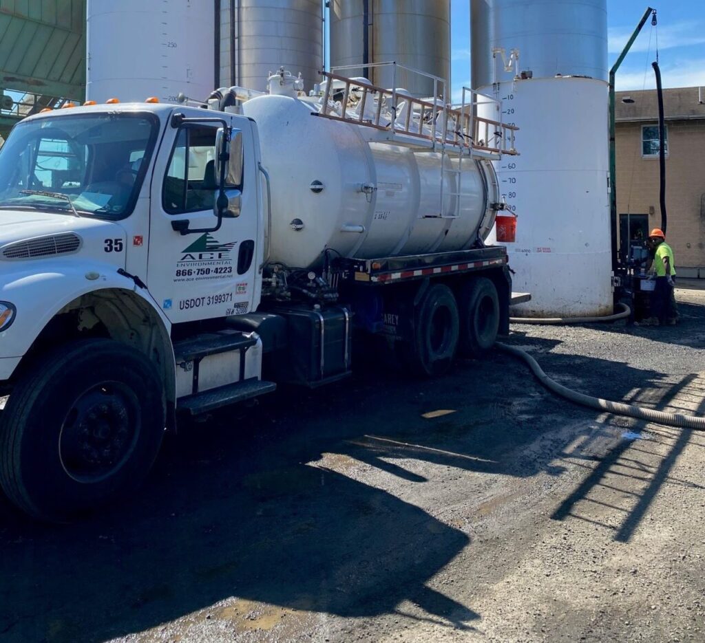 oil tank truck pumping 
