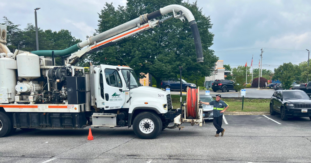 Miller Environmental Group employee with a hydro excavation truck