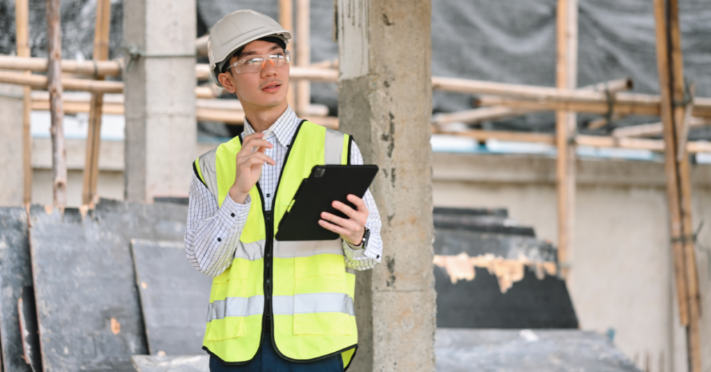 Environmental professional performing a Phase 1 ESA