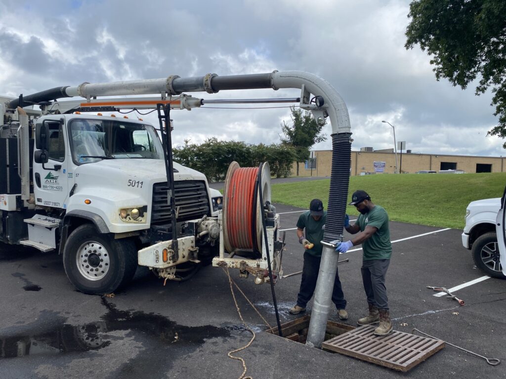 Pit cleaning service being performed by Miller Environmental Group