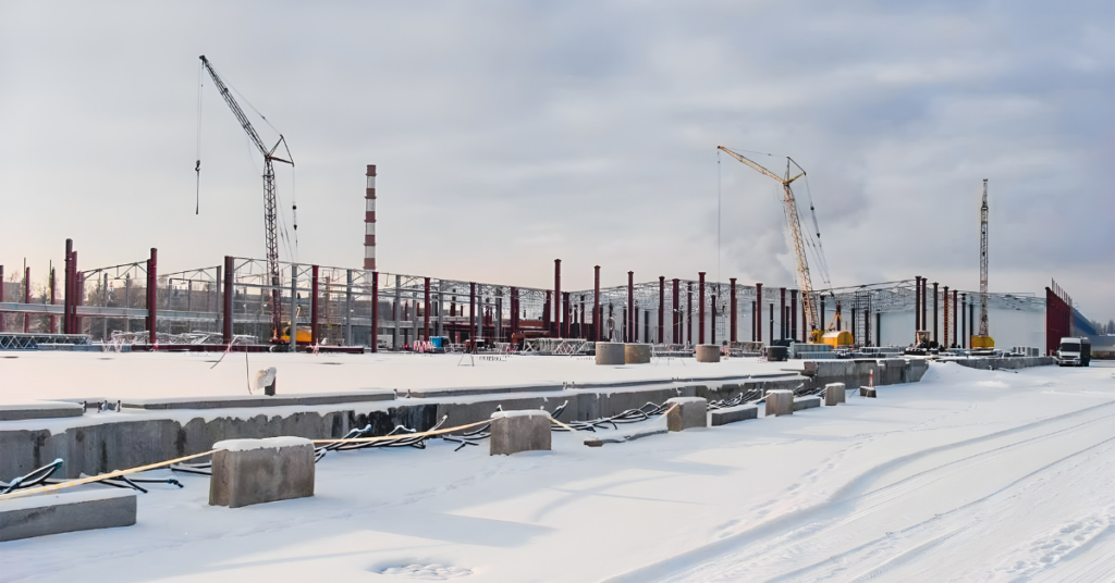 Construction site in winter