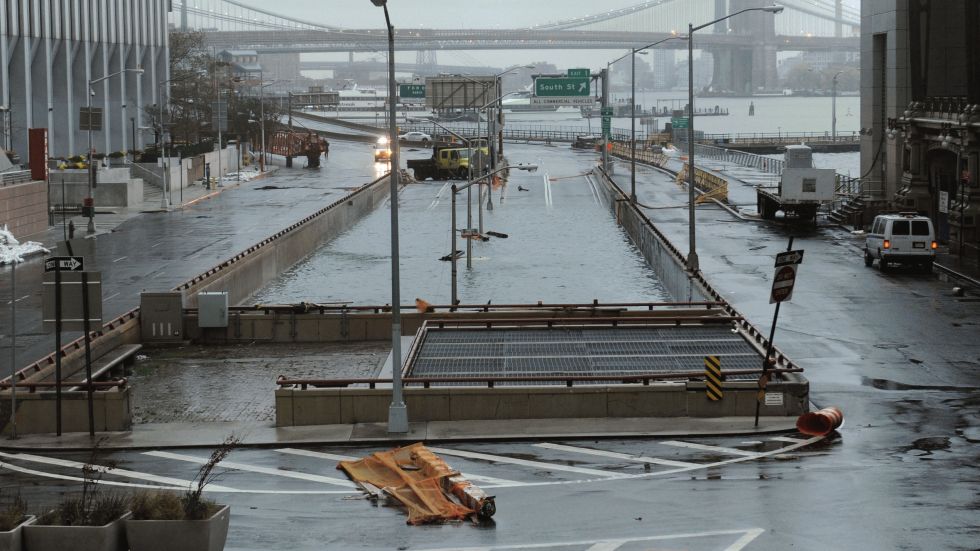 Storm damage from Hurricane Sandy at the Battery Tunnel